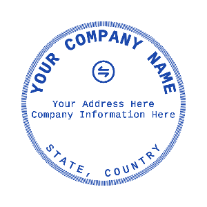 compnay rubber stamp design round blue