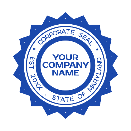 corporate seal round blue 2024
