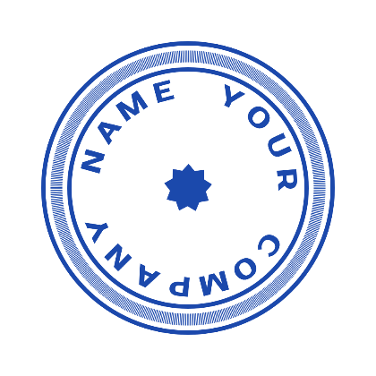 company round seal blue stamp design 2024