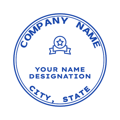 company digital seal round blue stamp