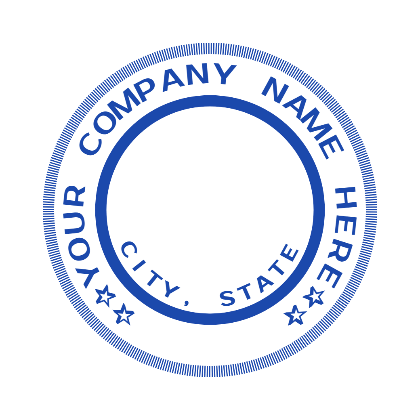 company stamp blue round for company with stars