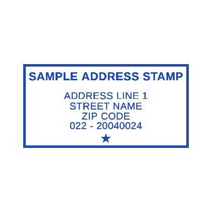 rectangle address stamp blue