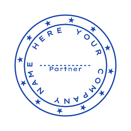 company digital stamp png blue round with star