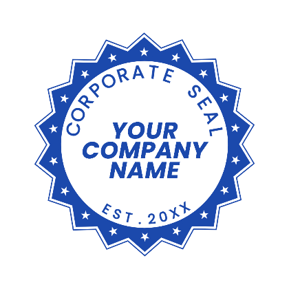 round corporate seal USA canada blue