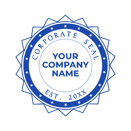 round corporate seal USA canada blue