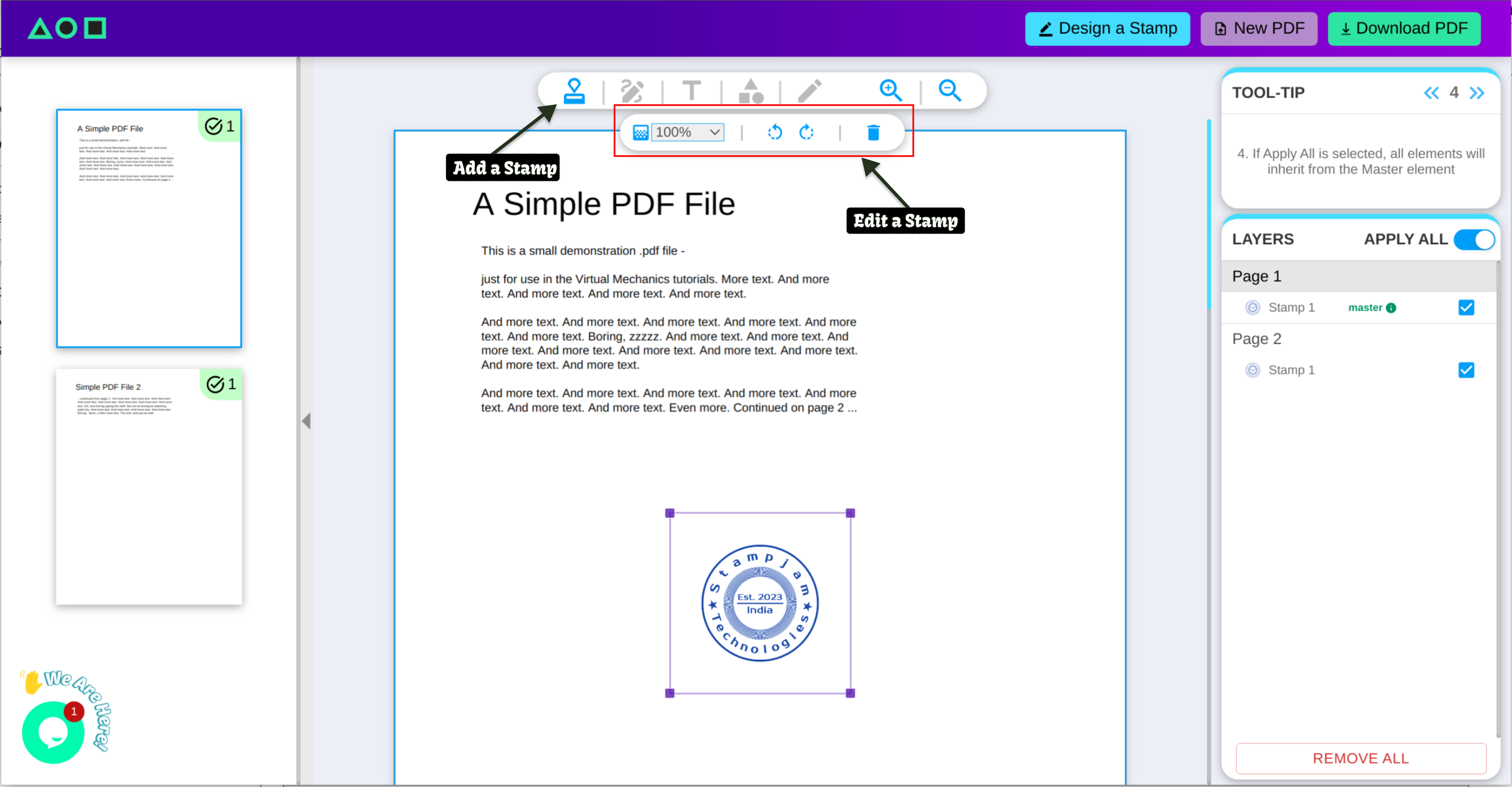 How to add and edit a stamp in PDF Document