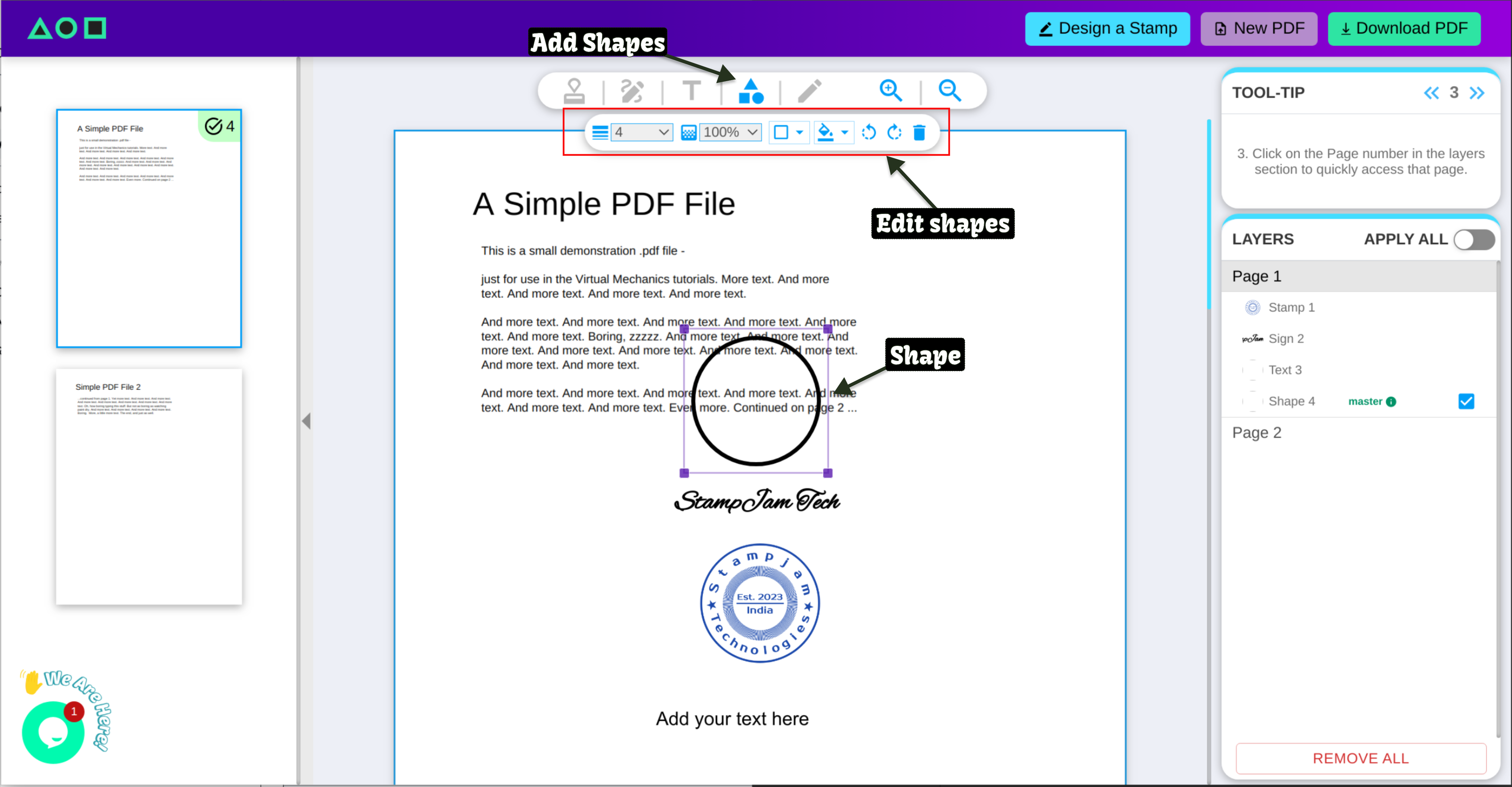 How to add and edit shapes in PDF File