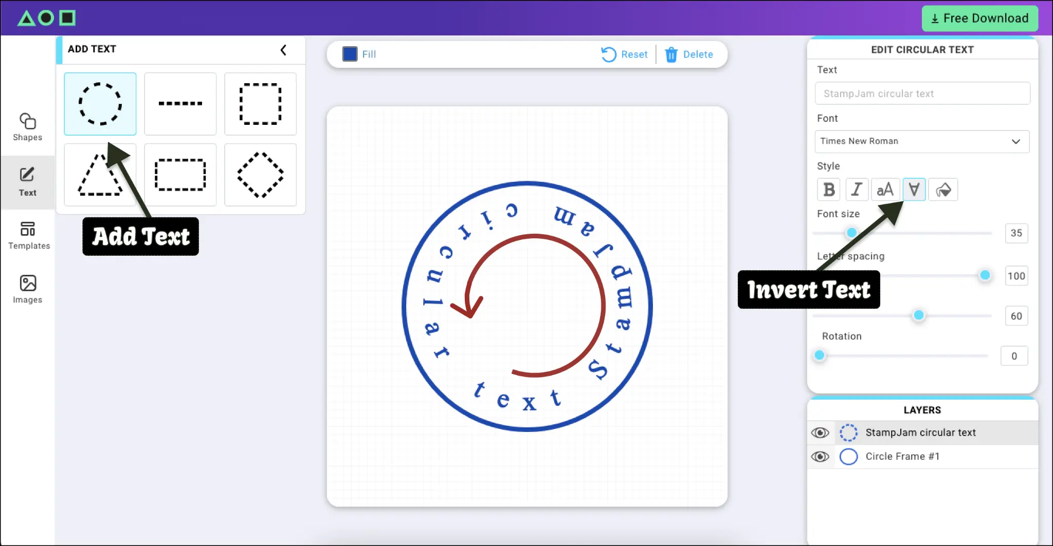 how to make a stamp online with stamp jam
invert text tutorial