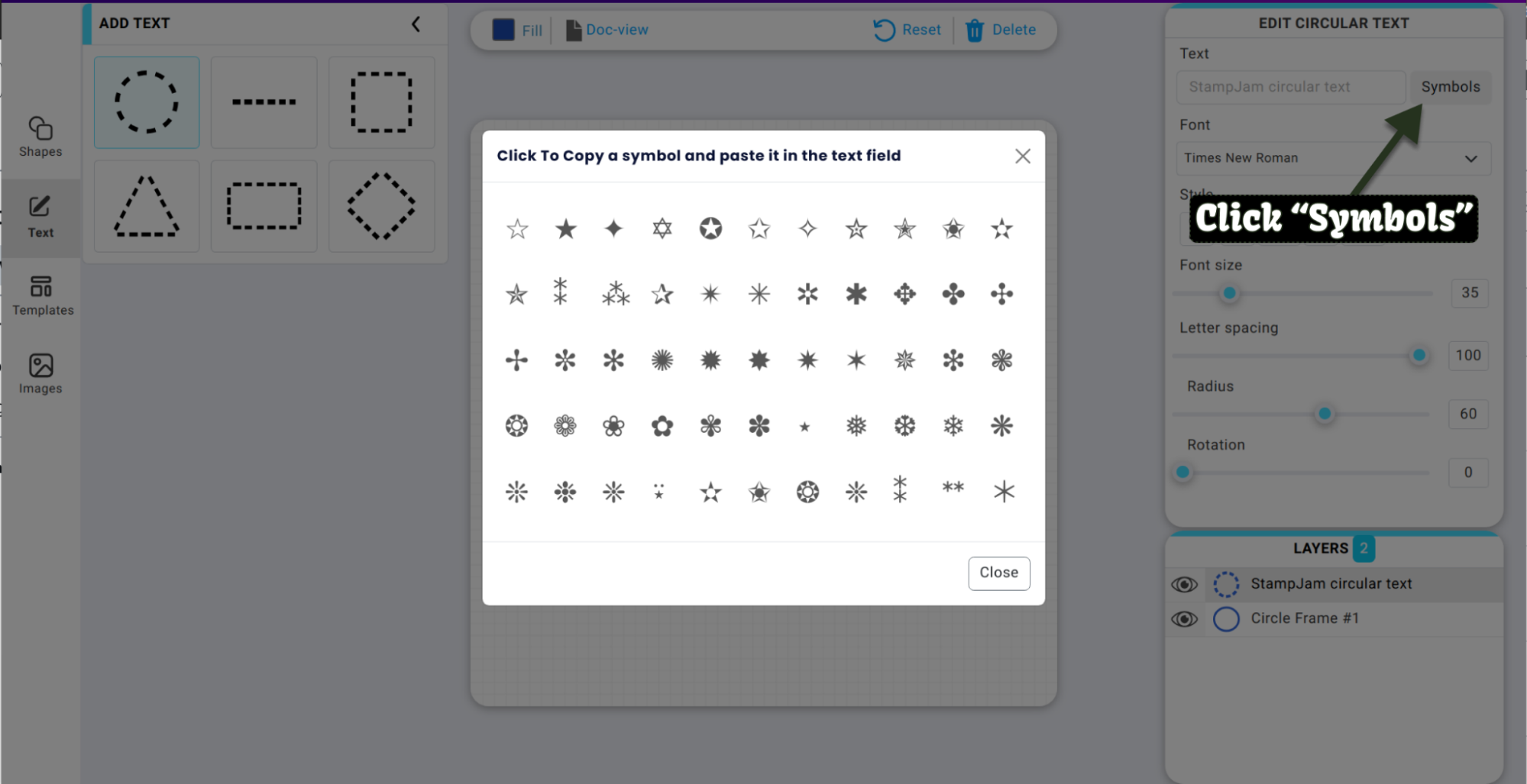 How to add a symbol to your Custom Stamp Design